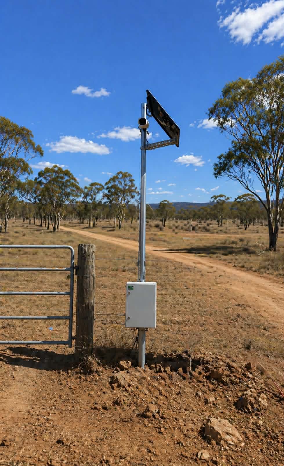 Remote construction site surveillance system providing wide-area site visibility at dusk